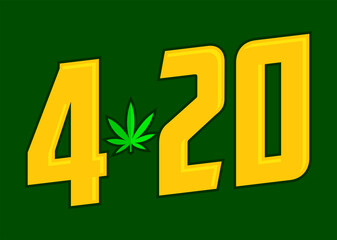 420 Cannabis Day Time, Marijuana Leaf vector design.
