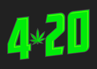 420 Cannabis Day Time, Marijuana Leaf vector design.