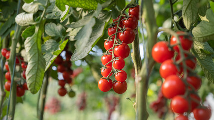Beautiful red ripe cherry tomatoes