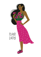 North American Indian woman with flowers