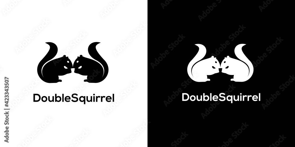 Wall mural simple, modern and attractive double squirrel logo