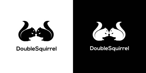 Simple, modern and attractive double squirrel logo © Rusly