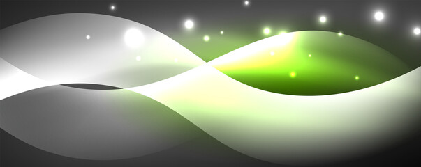 Shiny glowing neon wave, light lines abstract background. Magic energy and motion concept. Vector wallpaper template