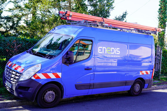 Enedis edf logo sign and brand text on panel van truck electricity provider distribution company french