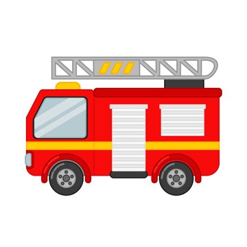 Vector illustration of a fire engine
 in cartoon style.