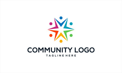 People community colorful logo template with human connected icon shape