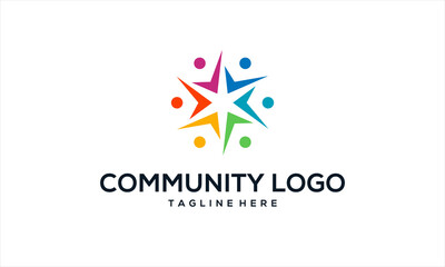 People community colorful logo template with human connected icon shape