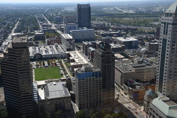 An aerial of the Columbus, Looking South along S High Street, Columbus, OH