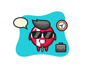 Obraz premium Cartoon mascot of denmark flag badge as a businessman
