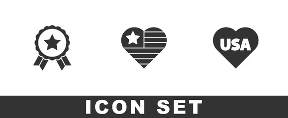 Set Medal with star, USA Independence day and icon. Vector
