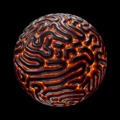 Artificial Brain with glowing details. 3d illustration, suitable for technology, ai and alien themes.