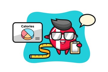 Illustration of denmark flag badge mascot as a dietitian
