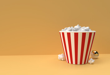3d Rendering Abstract Cartoon Style Popcorn Bucket Illustration.