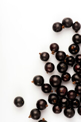 Black currant. Ripe juicy black currant berries isolated on white background