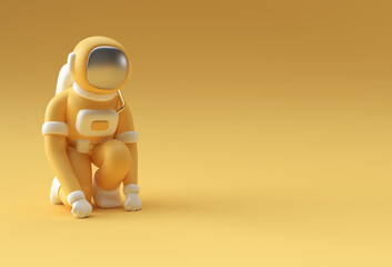 3d Render Spaceman Astronaut Running Pose 3d illustration Design.