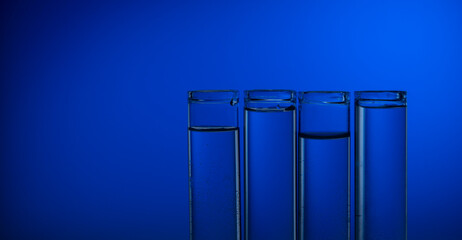 test tubes with blue liquid