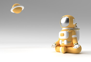 3d Render Spaceman Astronaut Yoga Gestures 3d illustration Design.
