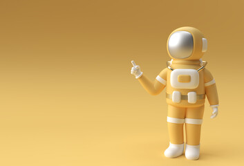 3d Render Spaceman Astronaut Hand Pointing Finger Gesture 3d illustration Design.