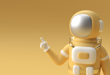 3d Render Spaceman Astronaut Hand Pointing Finger Gesture 3d illustration Design.