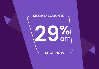 Mega Discounts 29% Off Shop Now. 29 percent Discount sale modern banner vector illustration
