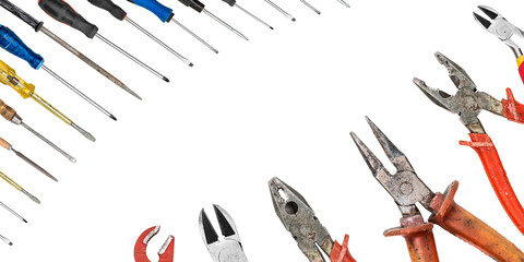 Work tools isolated on white background