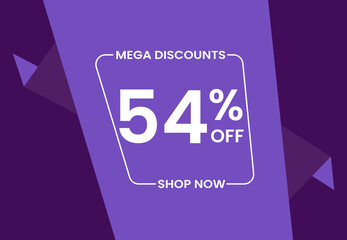 Mega Discounts 54% Off Shop Now. 54 percent Discount sale modern banner vector illustration