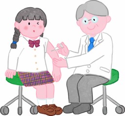 水彩画の予防接種する学生女子