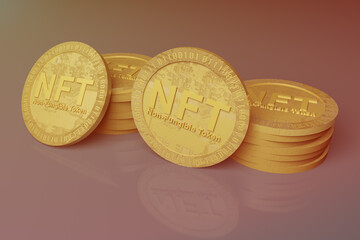 Several NFT coins. Non fungible token