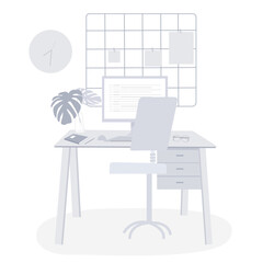 workspace chair table element with grey color style