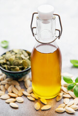 Bottle with pumpkin seed oil