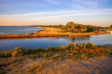 Panoramic view of the Baltic Sea at sunset, Pavilosta, Latvia