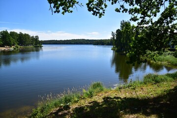 Fototapeta na wymiar Stankovsky rybnik, or Stankov Lake, in South Bohemia in Jindrichuv Hradec District, Czech Republic.