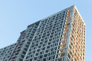 Fototapeta premium residential building construction cement foundation sky background engineering design