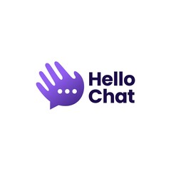 hello chat hand hi talk bubble logo vector icon illustration