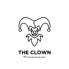 clown / joker simple line logo icon design vector illustration
