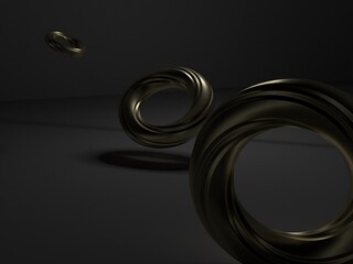 3D Rings on dark background