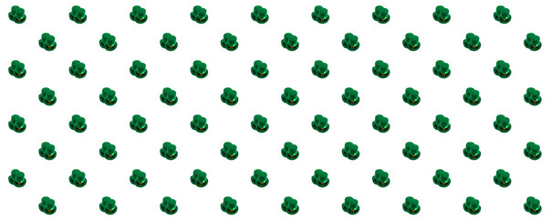pattern green bowler with clover saint patrick's day symbol on isolated background