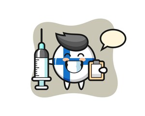 Mascot Illustration of finland flag badge as a doctor