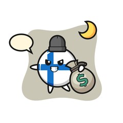 Illustration of finland flag badge cartoon is stolen the money
