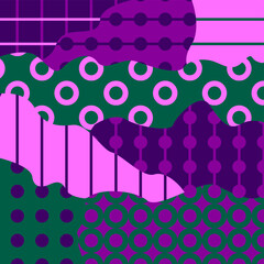 Vector graphics-an abstract chaotic flat geometric pattern with curved lines, circles and spots made in the trendy colors of 2021 moody March. Concept backgrounds and wallpapers