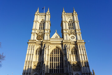 Fototapeta na wymiar Low angle view of Westminster Abbey in London