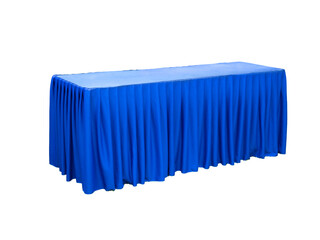 blue cloth decorated covers all table isolated - 423356593