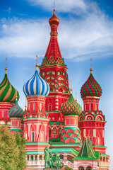 Fototapeta na wymiar Moscow Russian Federation November 07, 2018. St. Basil's Cathedral with bright domes on the Red Square of Moscow