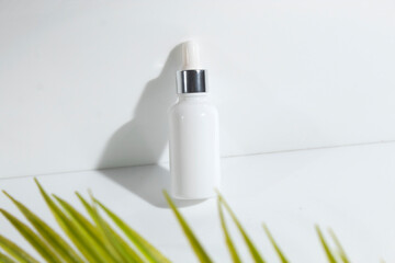 mockup of beauty fashion cosmetic makeup bottle lotion product with skincare healthcare concept on background