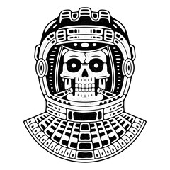 Spaceman skull. Modern space logo. 