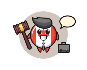 Illustration of canada flag badge mascot as a lawyer