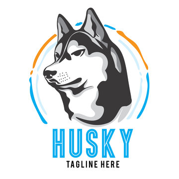 Siberian husky vector logo, perfect for husky owner club logo and tshirt design