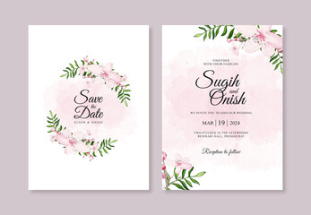 Hand painted watercolor floral for a minimalist wedding invitation