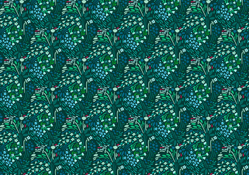 Floral ditsy daisy seamless pattern in millefleurs and liberty style. Vintage tiny floral print for pastel colored. Suitable for childrens lingerie and clothing, summer dresses Repeating doodle vector