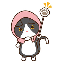 防災頭巾を被ってお知らせしてくれている猫のイラスト